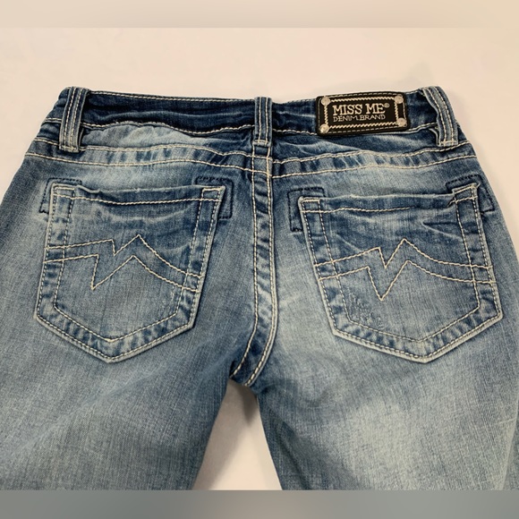Miss Me Ankle Skinny Distressed Low Rise Blue Destroyed Jeans Size 27 - Picture 4 of 11